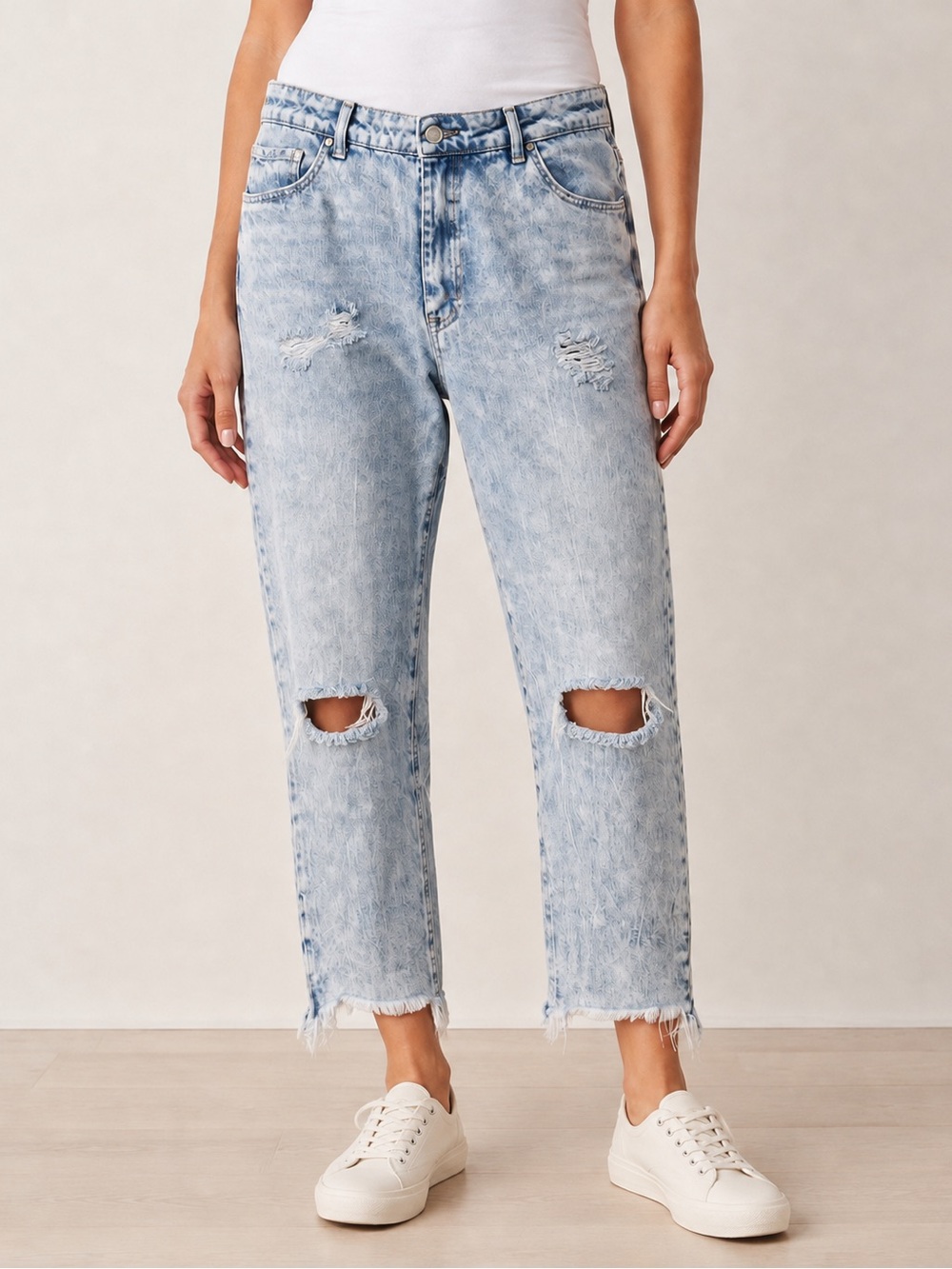 Light Wash Distressed High-Rise Women’s Jeans